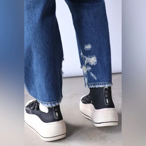 R13 Blue Straight Leg Distressed Jeans - Picture 7 of 8